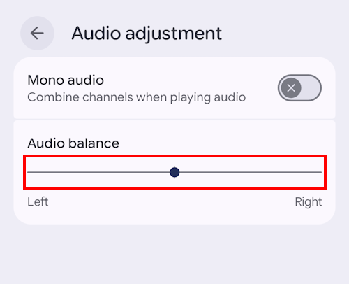 Adjust the Audio balance slider